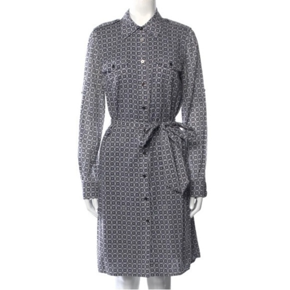 Tory Burch blue Bridgette shirt dress with sash